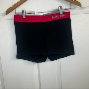 Nike Kids Pro Black Shorts with Pink Band